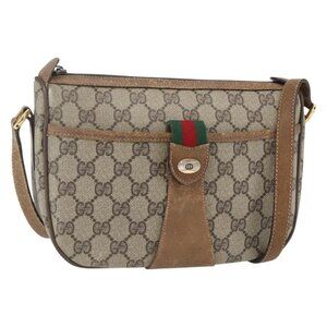 Authentic GUCCI GG Supreme Web Sherry Line Bag PVC Beige Gold 89 02 032